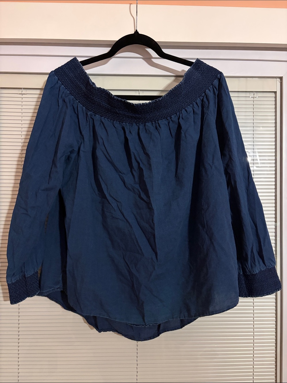 Tommy Hilfiger Navy Blue Off the Shoulder Long Sleeve Top Size XL